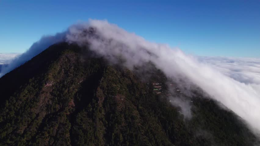 Clouds On The Acatenango Mount In Guatemala - Drone Shot