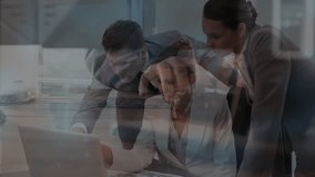 Animation of network of connections with icons over business people. Global connections, business, finance and data processing concept digitally generated video. - Powered by Shutterstock - Get 15% off with code: PIKWIZARD15