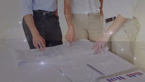 Animation of landscape and networks over business people in office. Global business, finance, computing and data processing concept digitally generated video. - Powered by Shutterstock - Get 15% off with code: PIKWIZARD15