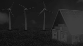 A digital composite of a 3d solar panel against a graphic background. Global business technology and networking concept digitally generated video. - Powered by Shutterstock - Get 15% off with code: PIKWIZARD15