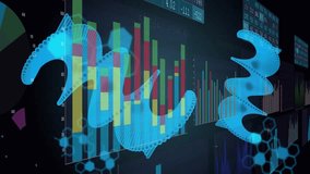 DNA helix and data charts animation over scientific research background. Science, biotechnology, genetics, laboratory, data analysis, molecular - Powered by Shutterstock - Get 15% off with code: PIKWIZARD15