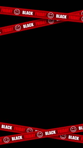 Black Friday Red Warning Tapes Animation on Black Background Vertical Loop