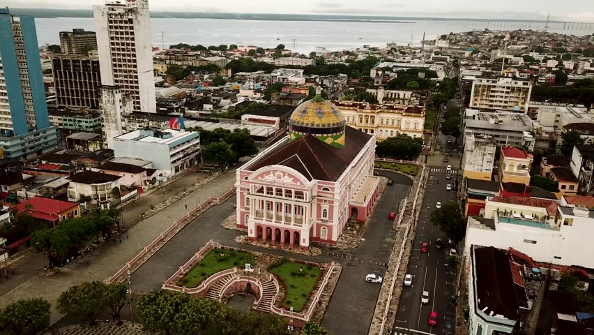 Amazonas Theater At Manaus Amazonas Brazil. Famous Building Tower Offices. Infrastructure Skyline Metropolitan Amazing. Cityscape Metropolitan Business Center Business. High quality 4k footage