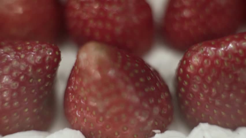 Fresh Red Strawberries Close Up Macro View