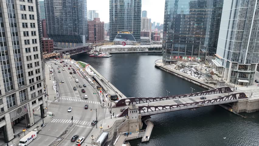 Aerial Chicago River View in Chicago Illinois