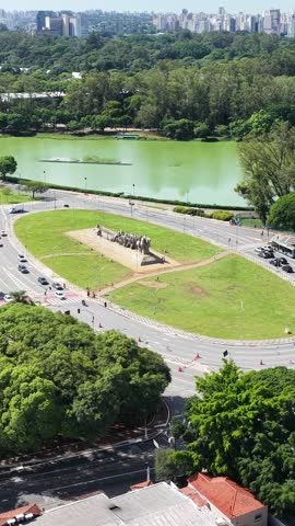 Ibirapuera Park In Sao Paulo Brazil. Recreation Park. Highrise Buildings. Beautiful Skyline. Ibirapuera Park In Sao Paulo Brazil. Wonders Of Sao Paulo Landmark. Recreation Park.