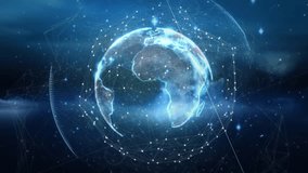 Animation of networks of connections over globe. global connections, networks and cloud computing concept digitally generated video. - Powered by Shutterstock - Get 15% off with code: PIKWIZARD15