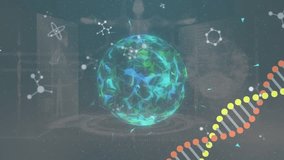 Animation of dna strand over data processing. global science and digital interface concept digitally generated video. - Powered by Shutterstock - Get 15% off with code: PIKWIZARD15