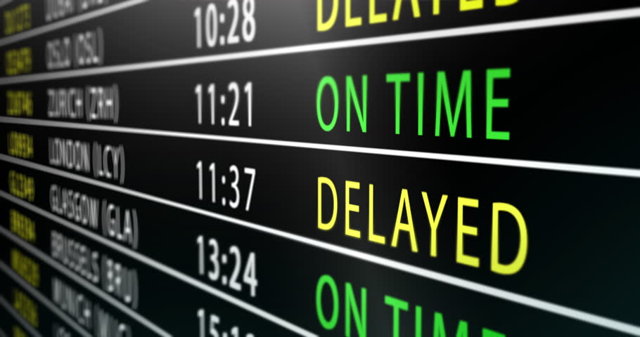 Close up animated airport departures board with bold canceled notices, illustrating airline disruption, travel chaos, systemic delays, and the fragility of international air transportation networks.