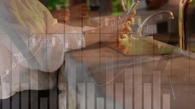 Animation of data processing over caucasian woman using smartphone. Global business and digital interface concept digitally generated video. - Powered by Shutterstock - Get 15% off with code: PIKWIZARD15