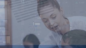 Animation of data processing over diverse schoolchildren and teacher. Global education, learning and digital interface concept digitally generated video. - Powered by Shutterstock - Get 15% off with code: PIKWIZARD15