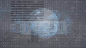 Animation of financial data processing binary coding over head, globe and house. global business, finance and data processing concept digitally generated video. - Powered by Shutterstock - Get 15% off with code: PIKWIZARD15
