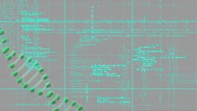 Animation of data processing over dna strand spinning. global science, research, digital interface and data processing concept digitally generated video. - Powered by Shutterstock - Get 15% off with code: PIKWIZARD15