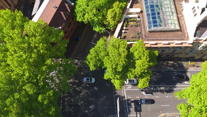21 January 2026 Aerial View of Sydney Central Business District CBD Streets and cars at Wynyard in NSW Australia