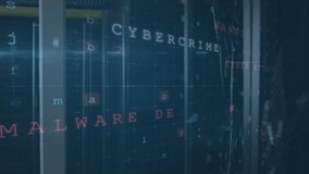 Animation of data processing with cyber attack warning over server room. Global technology, online security and digital interface concept digitally generated video. - Powered by Shutterstock - Get 15% off with code: PIKWIZARD15