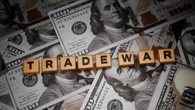 3D Wooden Blocks with Trade War Text on US Dollar Banknotes Background – Slow Zoom Out 4k Animation - Powered by Shutterstock - Get 15% off with code: PIKWIZARD15