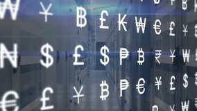 Animation of currency symbols and data processing over computer servers. Global business, connections, cloud computing and data processing concept digitally generated video. - Powered by Shutterstock - Get 15% off with code: PIKWIZARD15