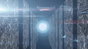Animation of data processing and network of connections over server room. Global business and digital interface concept digitally generated video. - Powered by Shutterstock - Get 15% off with code: PIKWIZARD15