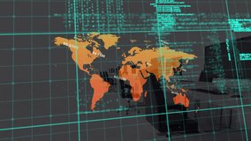 Animation of data processing over world map. Global business and digital interface concept digitally generated video. - Powered by Shutterstock - Get 15% off with code: PIKWIZARD15