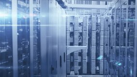 Animation of data processing and globe over server room. Global business and digital interface concept digitally generated video. - Powered by Shutterstock - Get 15% off with code: PIKWIZARD15