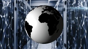 Animation of globe over data processing and globe. Global business digital interface technology and networking concept digitally generated video. - Powered by Shutterstock - Get 15% off with code: PIKWIZARD15