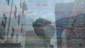 Animation of data processing over woman with face mask. Global business, pandemic and digital interface concept digitally generated video. - Powered by Shutterstock - Get 15% off with code: PIKWIZARD15