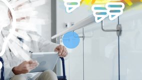 Animation of scope with connections and data processing over male doctor. Global medicine, healthcare services, connections, computing and data processing concept digitally generated video. - Powered by Shutterstock - Get 15% off with code: PIKWIZARD15