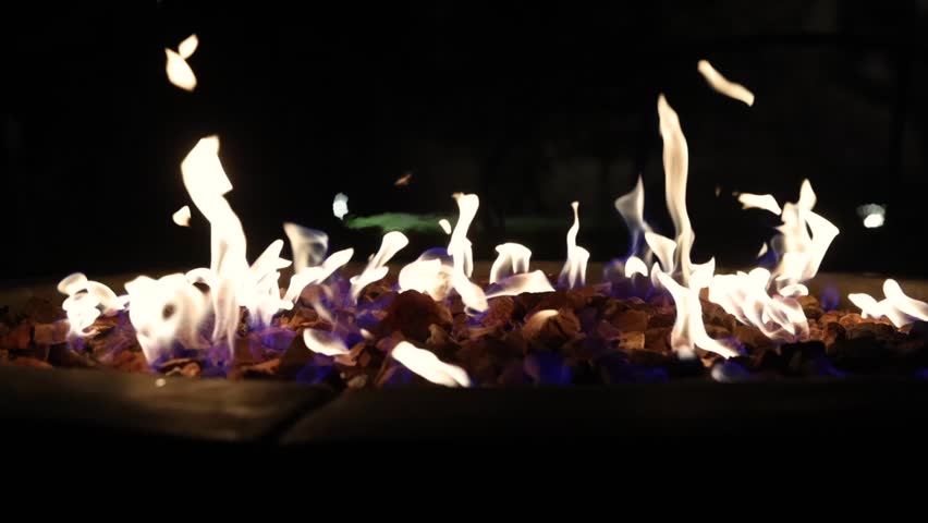 Closeup of Dancing Flames in Modern Outdoor Gas Fire Pit