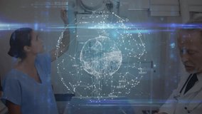 Data processing against caucasian male doctor and female health worker working at hospital. Medical healthcare and technology concept - Powered by Shutterstock - Get 15% off with code: PIKWIZARD15