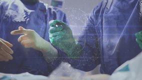 Animation of digital interface over surgeons in operating theatre. Global medicine, technology, data processing and digital interface concept digitally generated video. - Powered by Shutterstock - Get 15% off with code: PIKWIZARD15