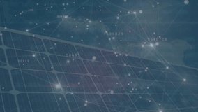 Animation of glowing network of connections and changing numbers over solar panel against blue sky. Global networking and renewable energy technology concept - Powered by Shutterstock - Get 15% off with code: PIKWIZARD15