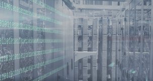 Animation of binary codes, connected profile icons over data server systems. Composite, business, coding, data processing networking, telecommuting, security, data centre, network server, technology. - Powered by Shutterstock - Get 15% off with code: PIKWIZARD15