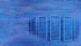 Animation of binary coding against computer servers in the sky. Computer interface and cloud data storage technology concept - Powered by Shutterstock - Get 15% off with code: PIKWIZARD15