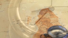 Animation of clock over map. Global travel, finance, business, connections, computing and data processing concept digitally generated video. - Powered by Shutterstock - Get 15% off with code: PIKWIZARD15