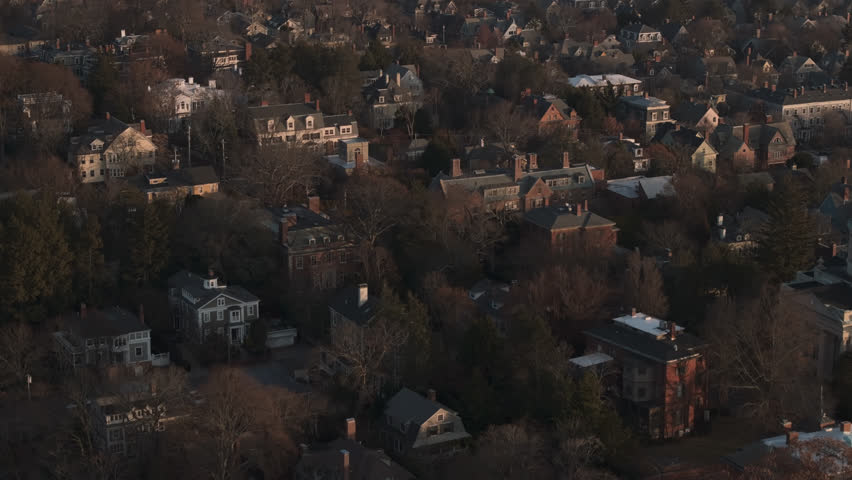Aerial view of a Residential District in Providence, Rhode Island. Shot on an autumn morning.