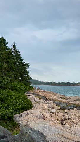 Rocky Shores of Coastal Maine with Moody Sea (Acadia National Park, Maine, USA)