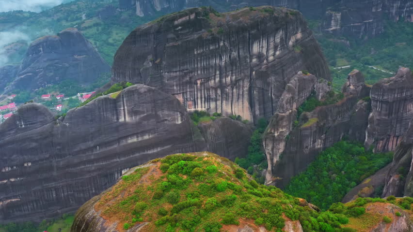 Panorama of mountains in Kalambaka Meteora Greece. Unesco heritage site