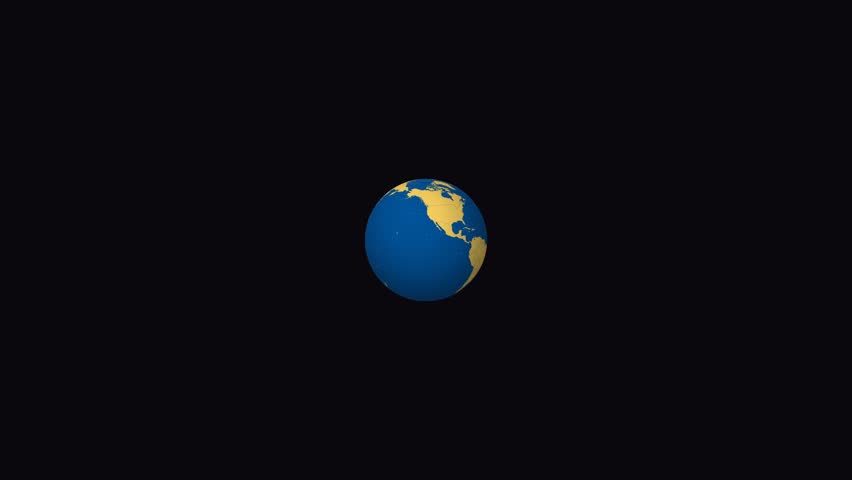 South Africa highlighted on a globe with an animated zoom in an ocean blue and golden yellow color palette. Features a classy design with meridians and parallels.