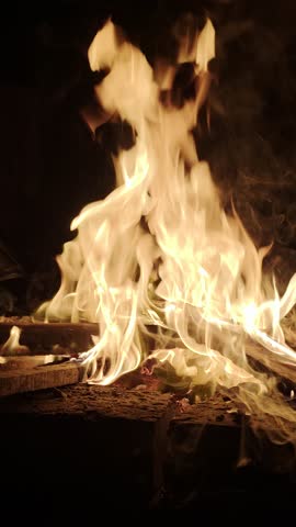 Burning Fire Flames in the Dark at Night