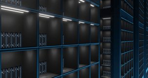 server racks being animated in data center scene, showing LED modules on transparent background. Technology, data storage, infrastructure, cybersecurity, industrial, digital, networking - Powered by Shutterstock - Get 15% off with code: PIKWIZARD15