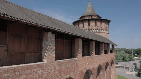 Drone Orbiting Tower Kolomna Kremlin Wall