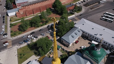 Aerial Descent Bell Tower Top Kolomna