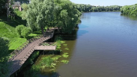 Drone Descending above River Kolomna