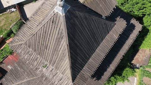 Drone Descending Rotating above Historic Building Kolomna