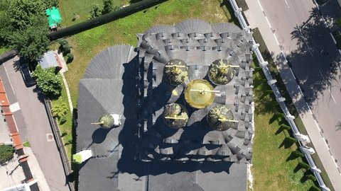 Aerial Pullback Old Believers Church St Nicholas