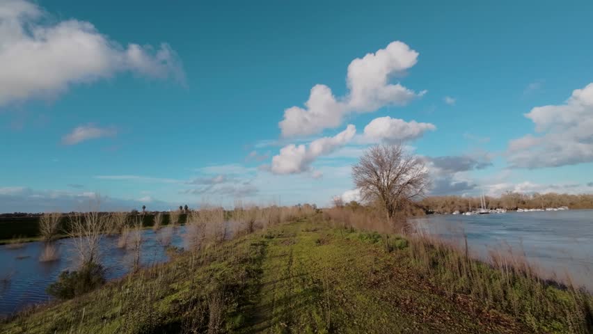 Scenic California Delta Levee Walk