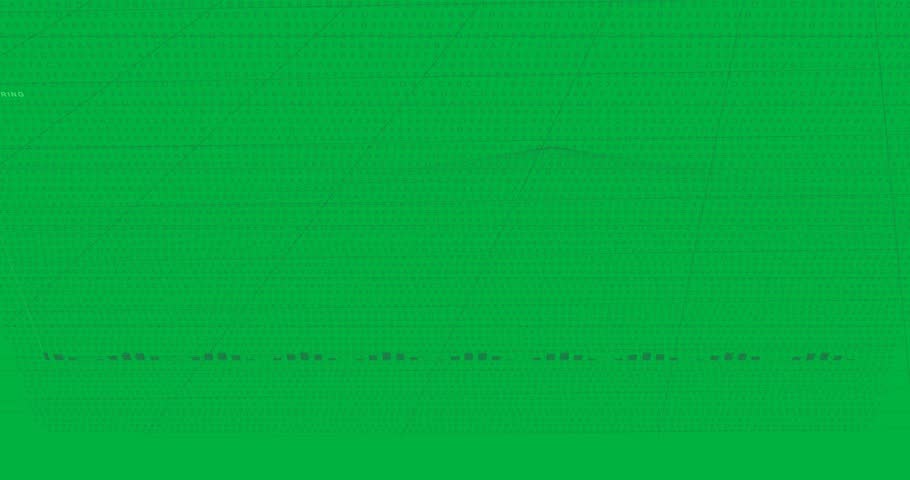 White outline starting left, two lines tracing green chart on transparent background showing spike. Visualization, analytics, dashboard, data, waveform, wireframe, grid
