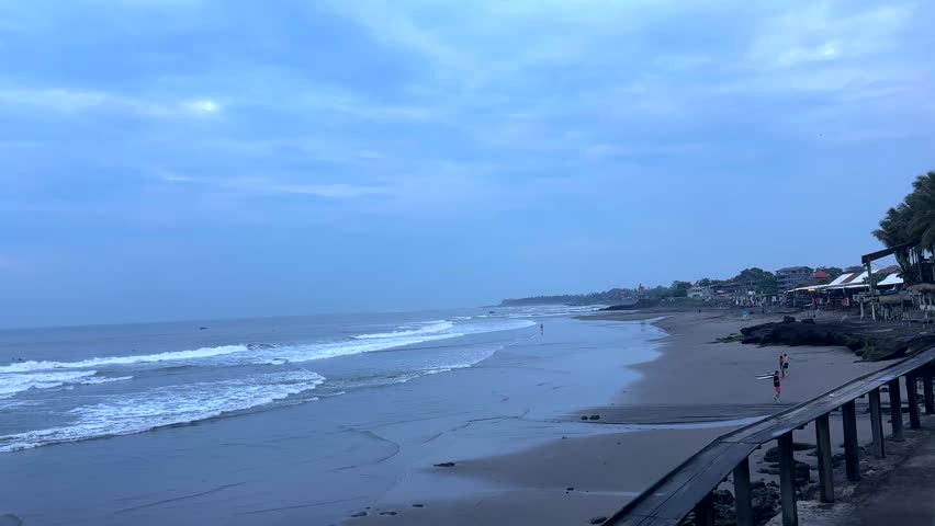 Early morning at dawn at River Mount Surfing Point at Echo Beach in Canggu, Bali