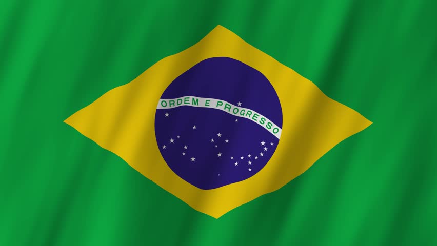 Brazil Flag Waving on Wind, Realistic 4K Background Animation