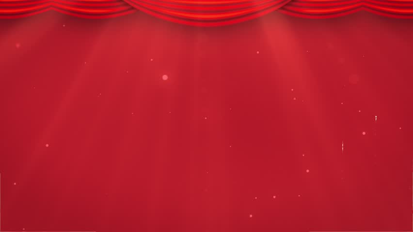 Chinese New Year 2026 Background with Traditional Oriental Wave Patterns, Red Theater Curtains, Fireworks, and Paper Cut Style Mountain and Temple Ornaments.